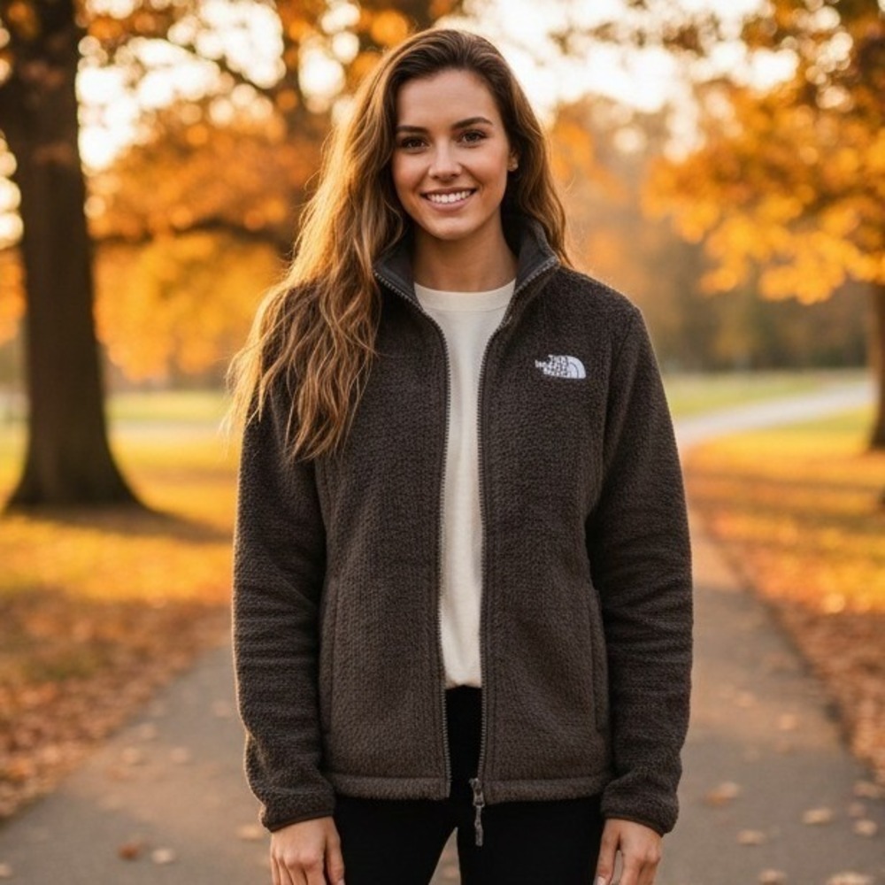 The North Face Jacket Women's S/P Fleece Zip Up Hiking Mock Neck Outdoor Black